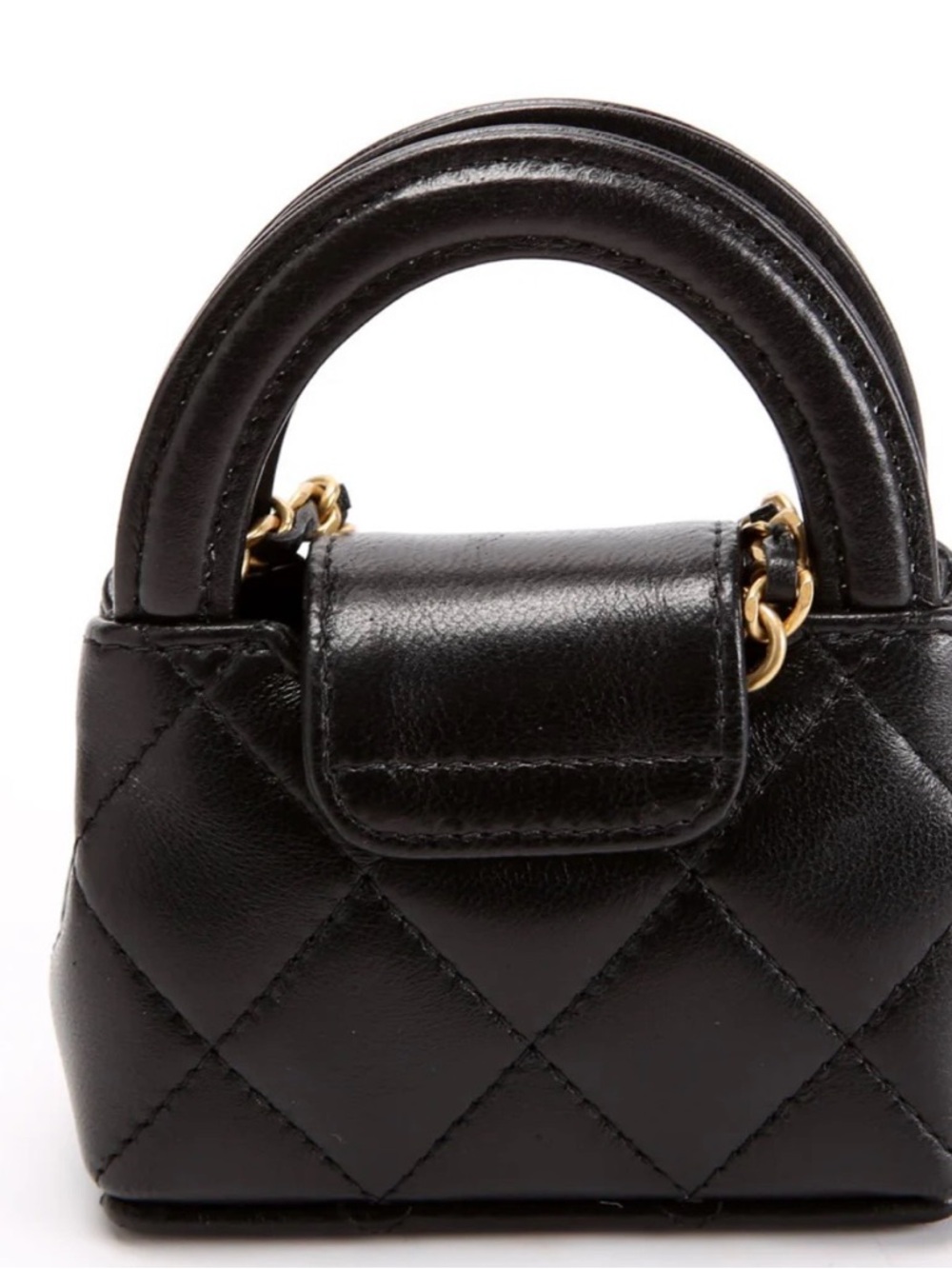 CHANEL Black Quilted Mini Top-Handle Bag with Gold Chain - Picture 2 of 7